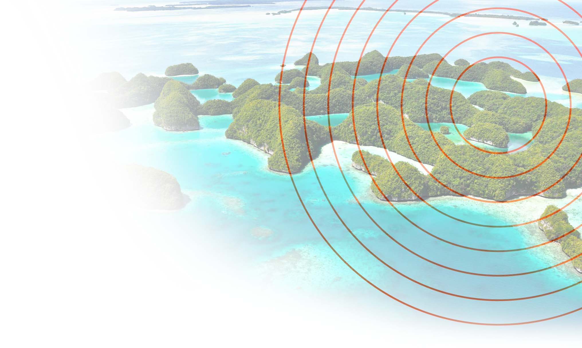Tropical island with radiating lines from the center